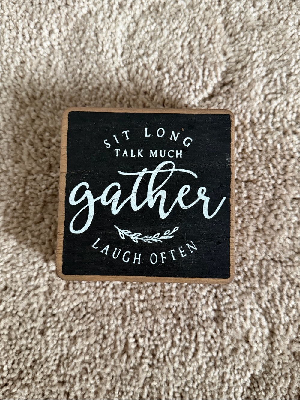 Stanley Black and Natural Wood "Gather" Wall Sign